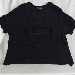 The Wild Collective Black Angel City Football Crop Top Tee Shirt